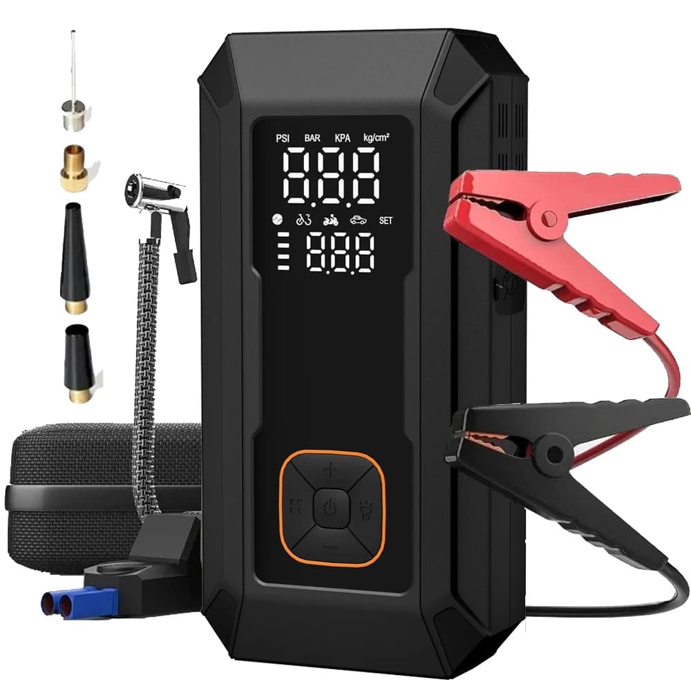 Avviatore di emergenza per auto con pompa d'aria Avviatore di emergenza 4000A e compressore d'aria 150PSI, Banlk di potenza automatica portatile, gonfiatore di pneumatici, luce a LED