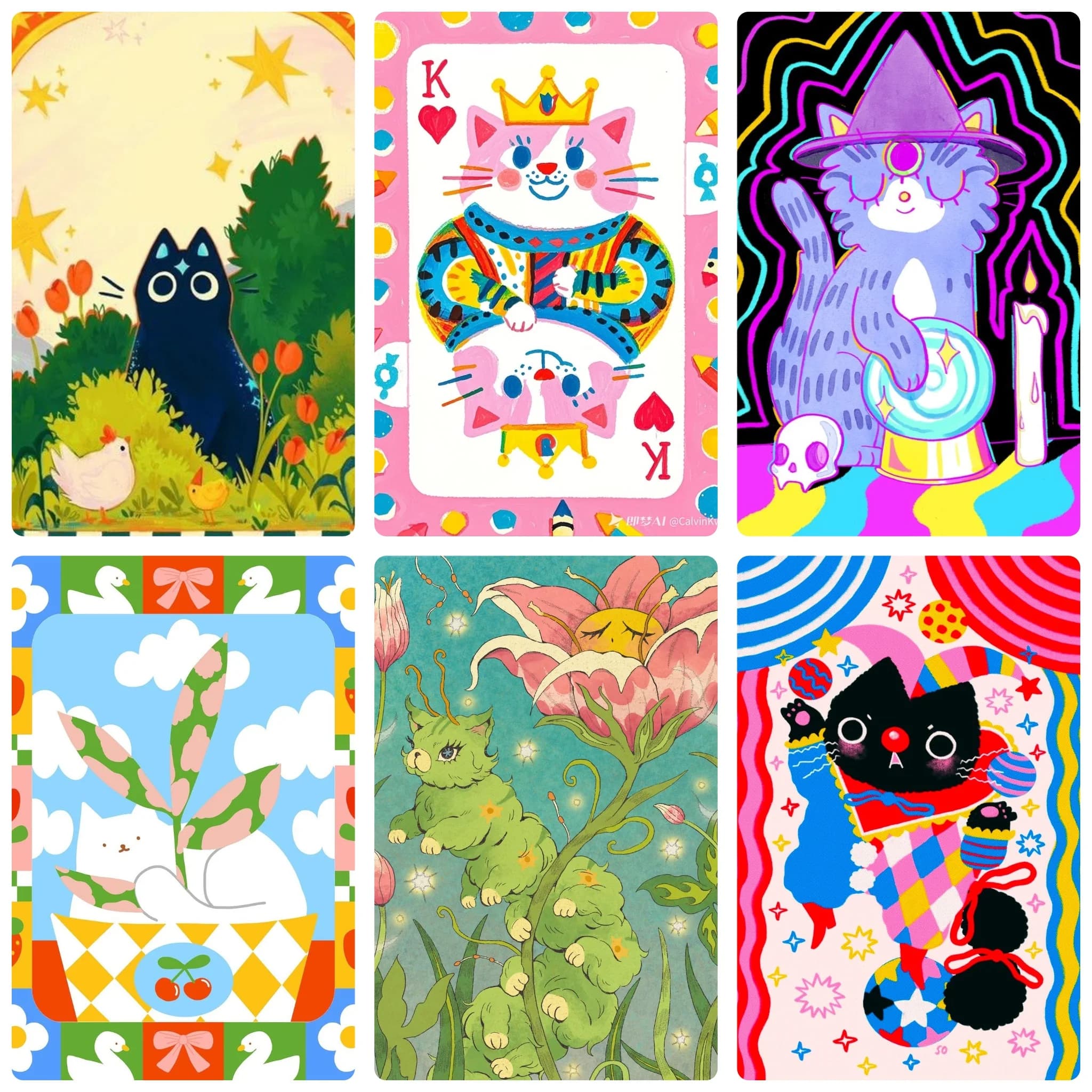 DIY 5D Diamond Painting, Fantasy Cat Tarot Card Collage Art, Hobby Craft for Home Wall Decor, Ideal Gift for Art Lovers