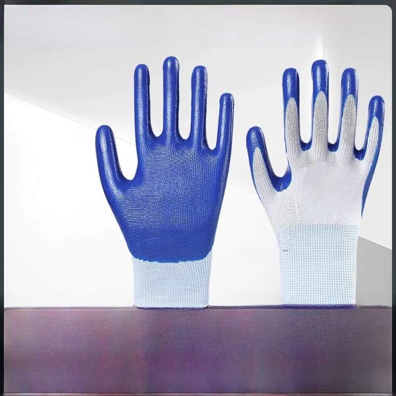 Guanti in Nitrile Blu per Protezione sul Lavoro, Guanti in Lattice per Uso in Cantiere, Guanti Protettivi in Gomma