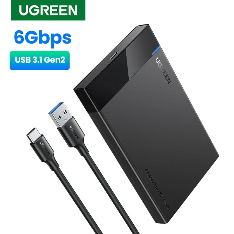 Custodia per disco rigido UGREEN HDD 2.5 adattatore da SATA a USB 3.0 custodia per disco rigido SSD scatola per HDD tipo C 3.1 custodia per HDD esterna HD