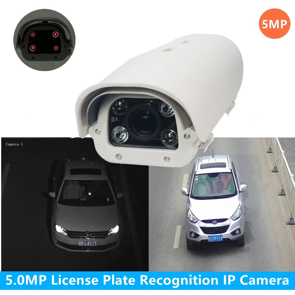 5MP IR LED riconoscimento targa veicolo 5-50mm obiettivo varifocale POE LPR telecamera IP per autostrada e parcheggio