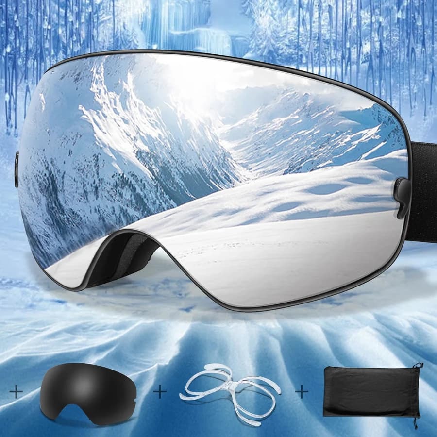 Uomo Donna Sport all'aria aperta Occhiali da sci Anti-fog Snowboard Occhiali da motoslitta UV400 Lente rilassabile Adolescente Charistmas Ciclismo