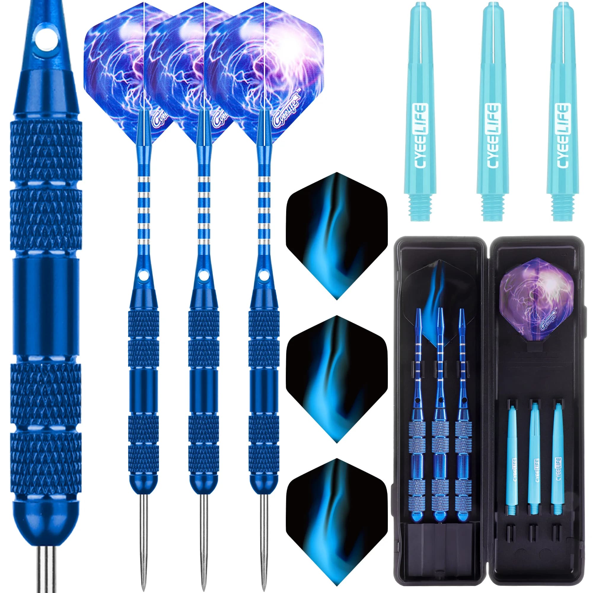 CyeeLife 24g Set di freccette professionali 3 pezzi Freccette con punta in acciaio Voli Anti-caduta Dardo duro Dardo in rame puro Volare per freccette