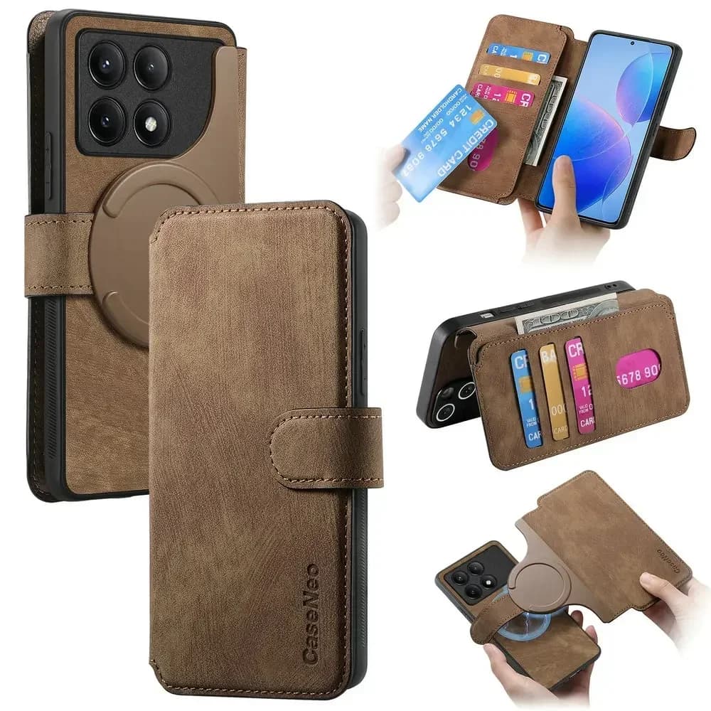 Pop Per Poco F7 Ultra X7 X6 M6 M7 Pro 5G Custodia di lusso RFID In pelle 2IN1 Libro staccabile Fonda Xiaomi Poco F3 F5 F6 X5 X 6 Flip Co