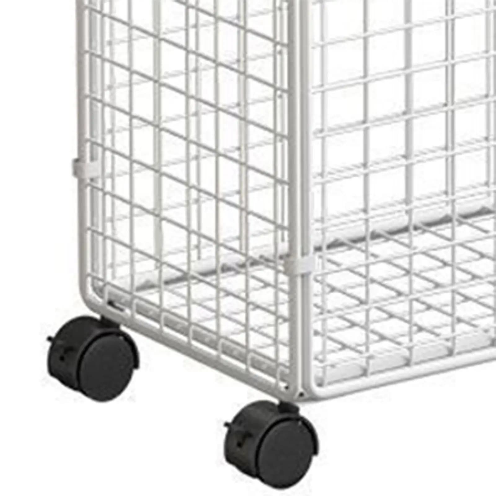 Durable iron bearing basket with wheels for yoga mats, foam rollers and resistance bands for home gym