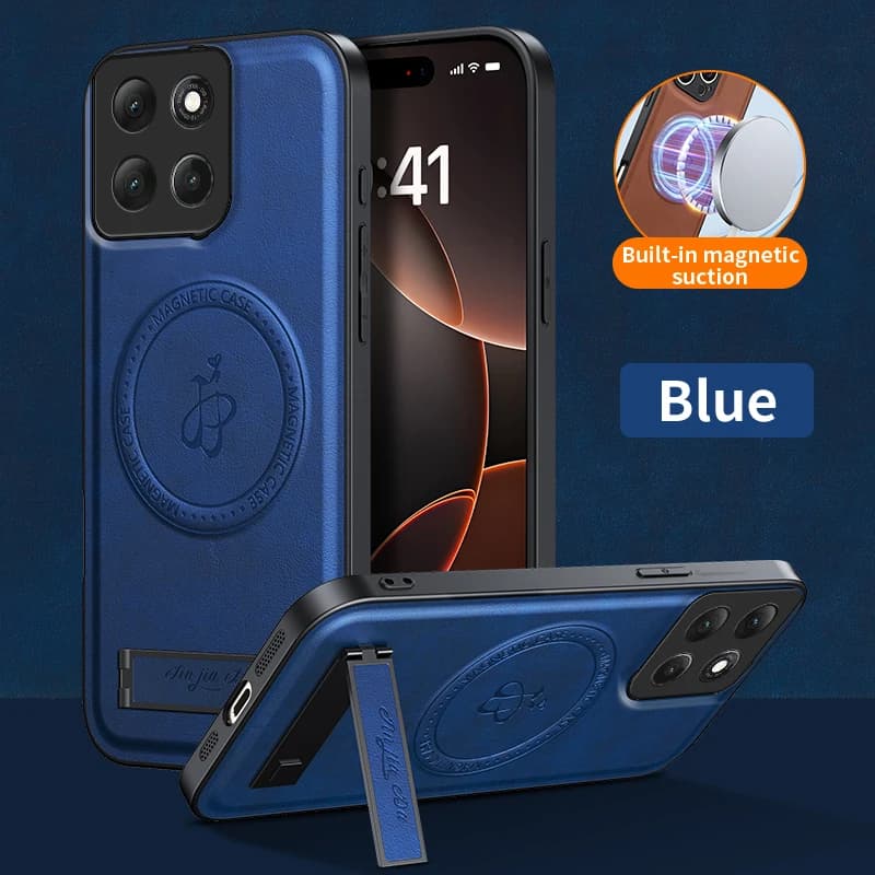 Custodia Protettiva in Pelle Morbida per Telefono con Supporto per MOTO G85 G86 G64 G84 G67 Power G75 5G, Cover in Silicone per Ricarica Wireless Magnetica