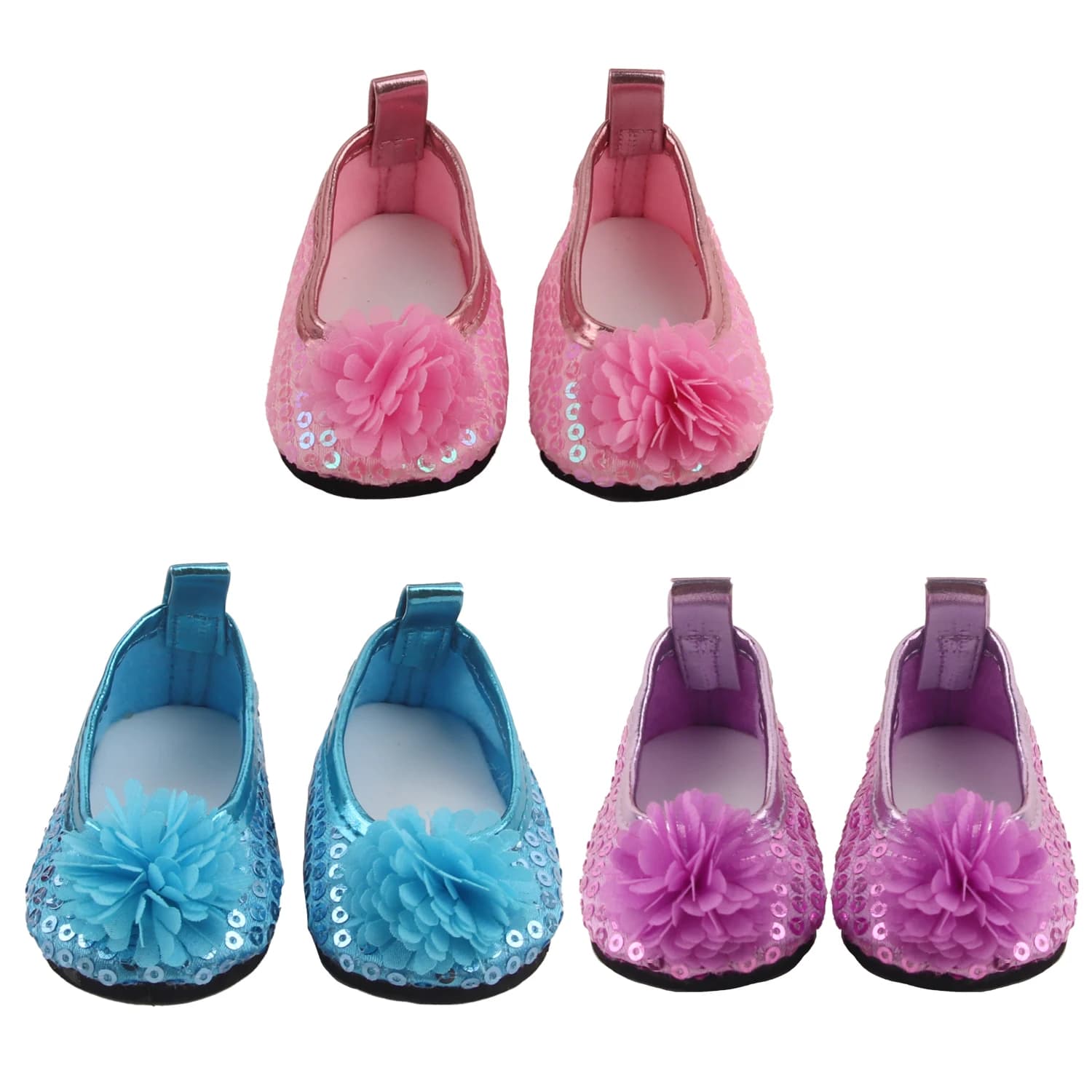 Nuovo design moda 7 cm scarpe da bambola fiore per bambole americane da 18 pollici scarpe con paillettes per 43 cm neonato/1/3 BJD, bambole Og giocattolo