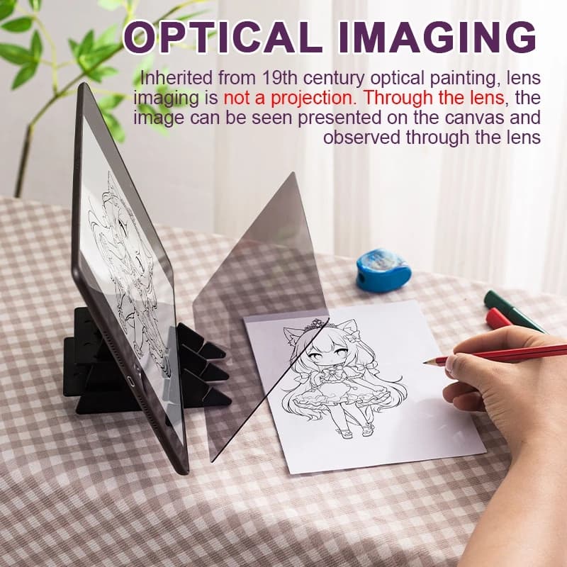 Portable Optical Drawing Copying Board with Projection Screen Tracing Imitation Learning Tool for Mobile Tablet