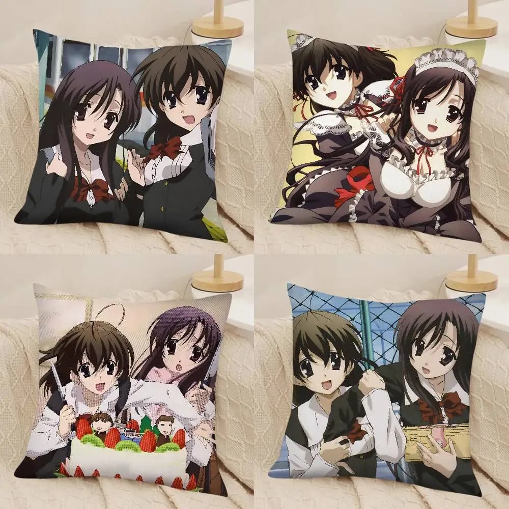 Anime S-School Days Katsura Kotonoha Pillow Case Fashion Square Pillowcase Bedroom Sofa Room Ins Decoration Leisure Cushion