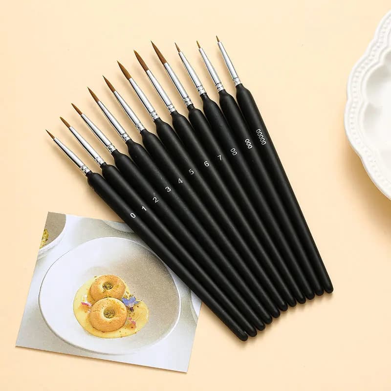 11-piece Set Round Stalk Nylon Filament Watercolor Oil Acrylic Round Point Outline Sketching Painting Brushes