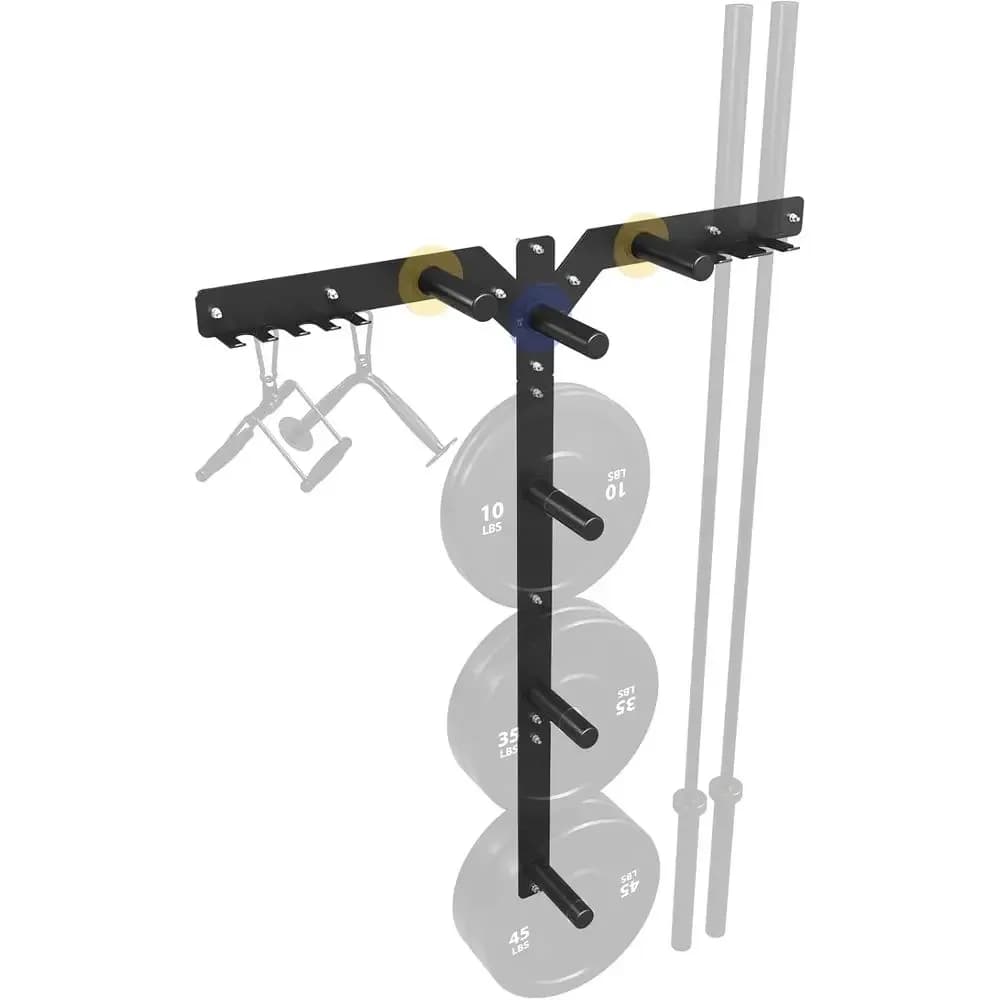 Compact Wall-Mounted Rack for 1 and 2 Weight Plates - Ideal for Home Gym Storage