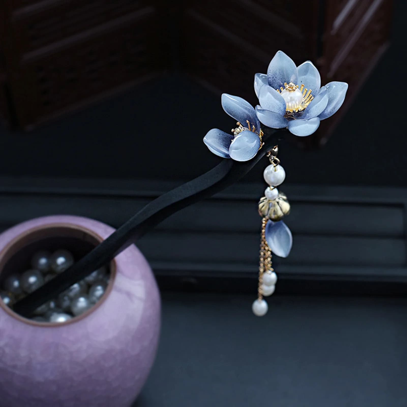 Short Style Hair Baquets Hair Baquette with Vintage Flower Shaped Chignon for Women Classical Jewelry Gifts for Chestnuts