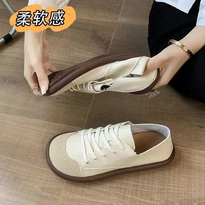 Sneakers in Pelle da Donna, Mocassini con Lacci, Scarpe Basse Primavera 2026, Calzature Casual per Viaggi e Passeggiate all'Aperto