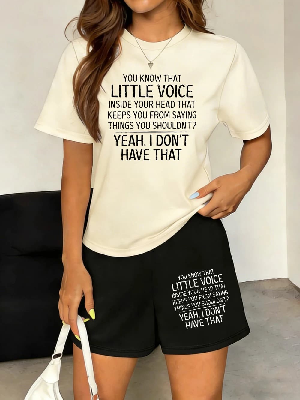 I Speak Without Restraint Stampe Top Pantaloncini Completo Due Pezzi Donna T-shirt e Pantaloni Estivi Vita Alta Oversize