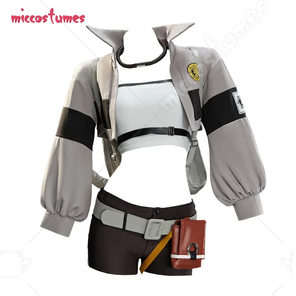 Costume da Cosplay Anime per Donne Miccostumes, Top a Tubo con Giacca, Pantaloncini e Zaino