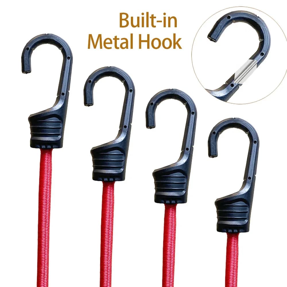 2/4 pezzi da 39,3 pollici corde elastiche elastiche rosse ganci metallici rivestiti in plastica cinghie elastiche corde elastiche resistenti per tende da bici campeggio