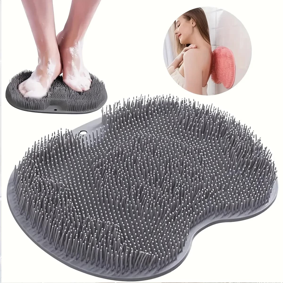 Spazzola multiuso per il lavaggio dei piedi Tappetino per massaggio da bagno in silicone Spazzola esfoliante riutilizzabile per la schiena per doccia montata a parete con ventosa