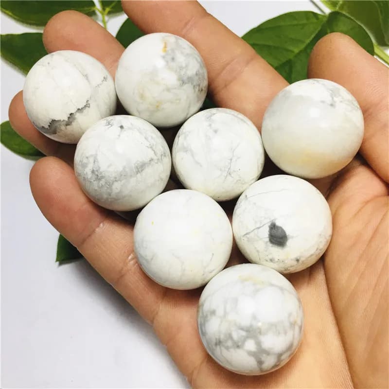 Palline di turchese bianco di cristallo naturale da 25 mm per la decorazione domestica