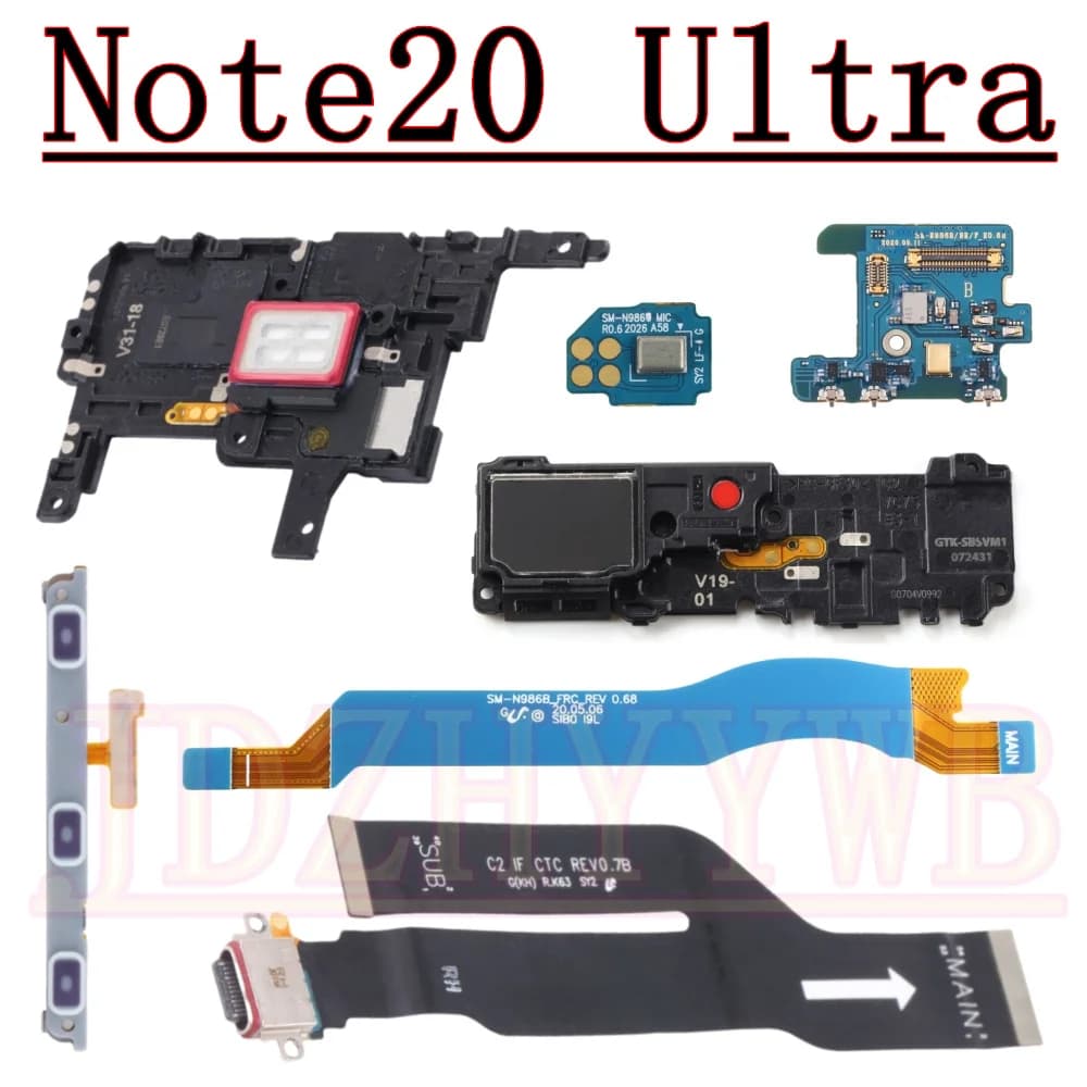 Auricolare Altoparlante Scheda Microfono Per Samsung Note20 Ultra 5G Segnale di Volume Antenna Scheda Madre Porta di Ricarica Cavo Della Flessione