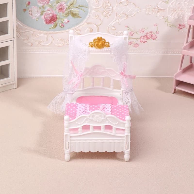 Kit Letto Principessa 1/12 per Casa delle Bambole, Lenzuolo e Zanzariera, Accessori per Arredamento Camera da Letto