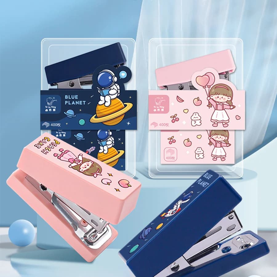 Mini cucitrice portatile, dotata di 400 graffette, graziosa e portatile, graffette, articoli di cancelleria per studenti