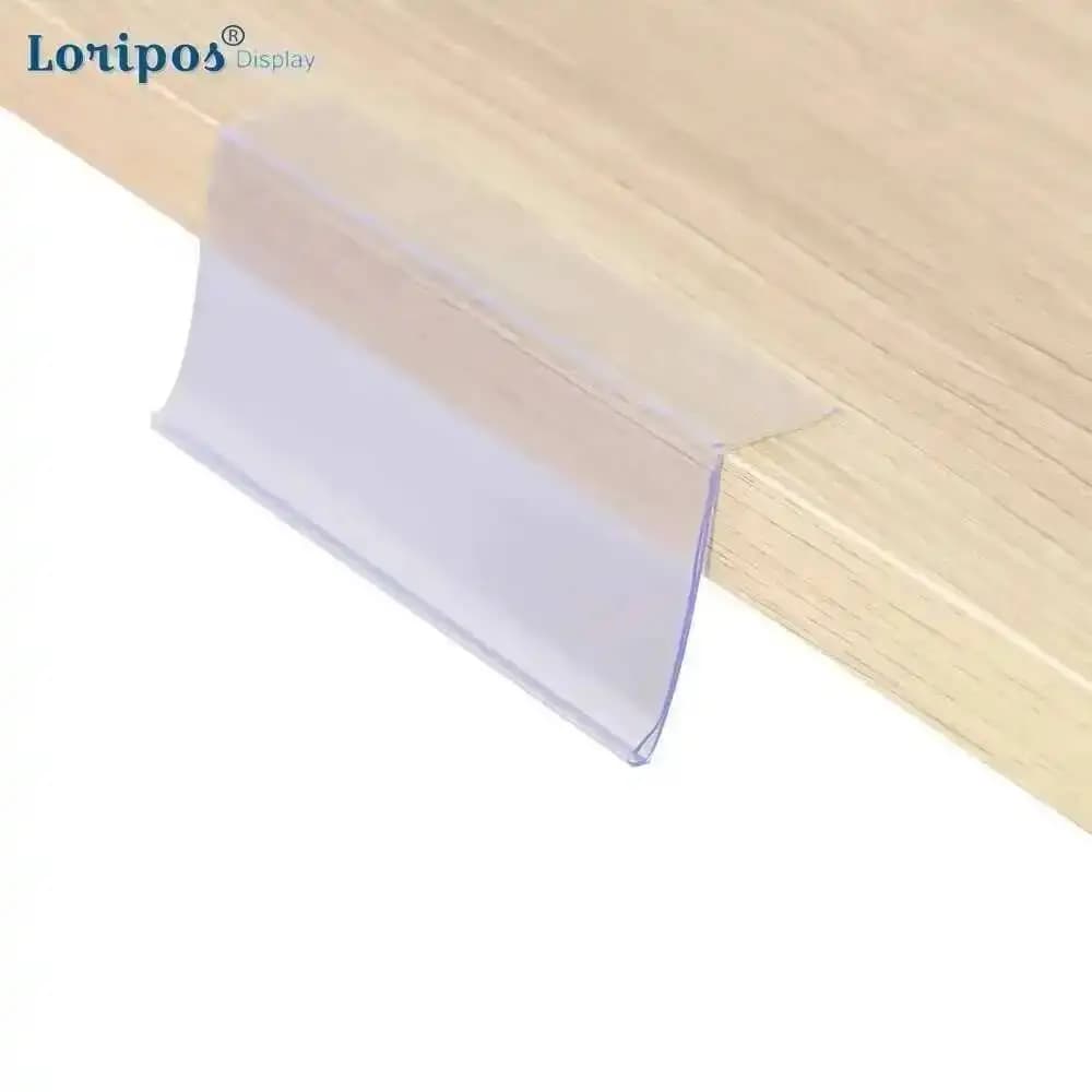 100 pezzi in plastica cartellino del prezzo cartello etichetta espositore porta biglietti adesivo in PVC trasparente per scaffale del supermercato