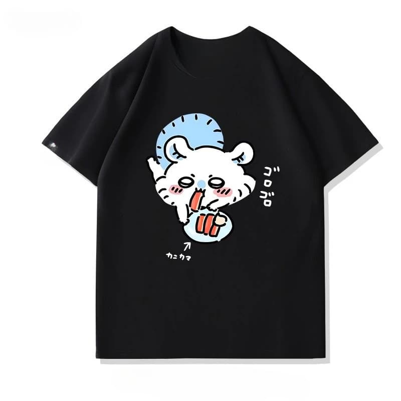 Japanese Kawaii Cartoon Chiikawa Graphic Tee Unisex Cute Anime Short Sleeve Casual Streetwear Fashion Tops