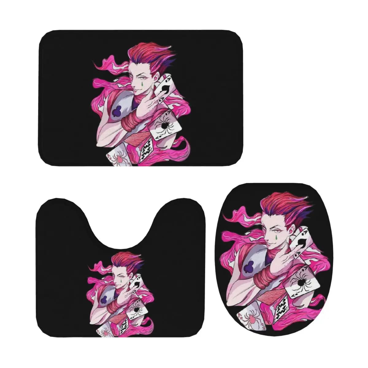 Hisoka HunterXhunter 3 pezzi tappetino da bagno set da bagno copriwater decorazioni per la casa tappeto antiscivolo