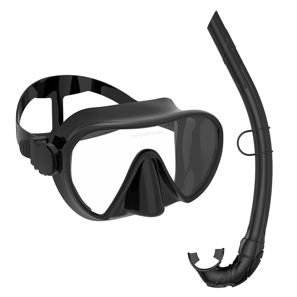 Maschera subacquea senza cornice Set da snorkeling bagnato Basso volume interno Puro silicone morbido Adulti Nuoto Allenamento Occhiali da immersione Regolabili