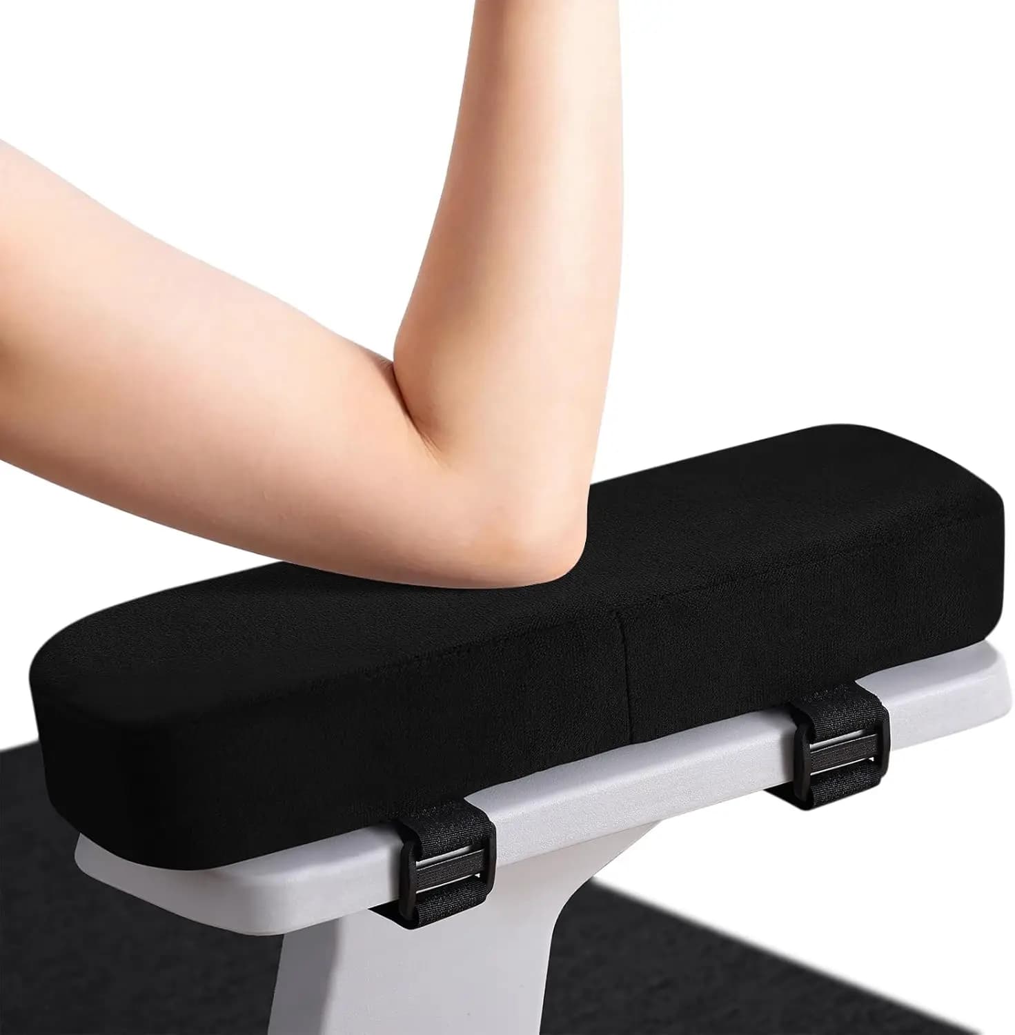 Copri Braccioli Ergonomici in Memory Foam, Cuscinetti Antiscivolo Regolabili per Sedie da Ufficio, Gaming e Sedie a Rotelle, Confezione da 2, Nero
