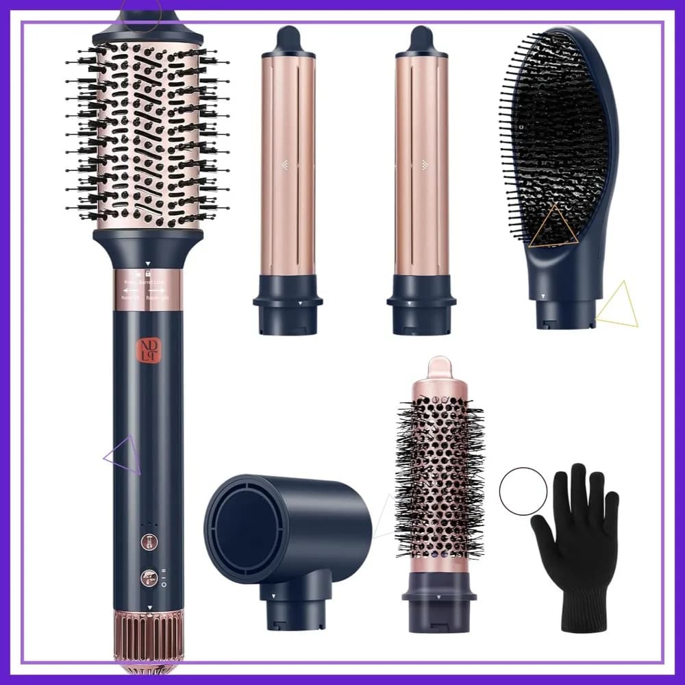 Styler per Capelli 6 in 1, Asciugacapelli a Ioni Negativi e Spazzola per Asciugatura Rapida, Arricciatura e Lisciatura