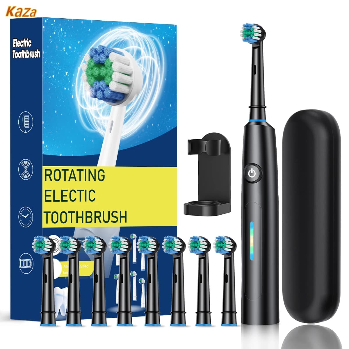 Rechargeable Electric Toothbrush Deep Cleaning Teeth Whitening for Adult Toothbrush Rotating Brush with 4/8 spare heads