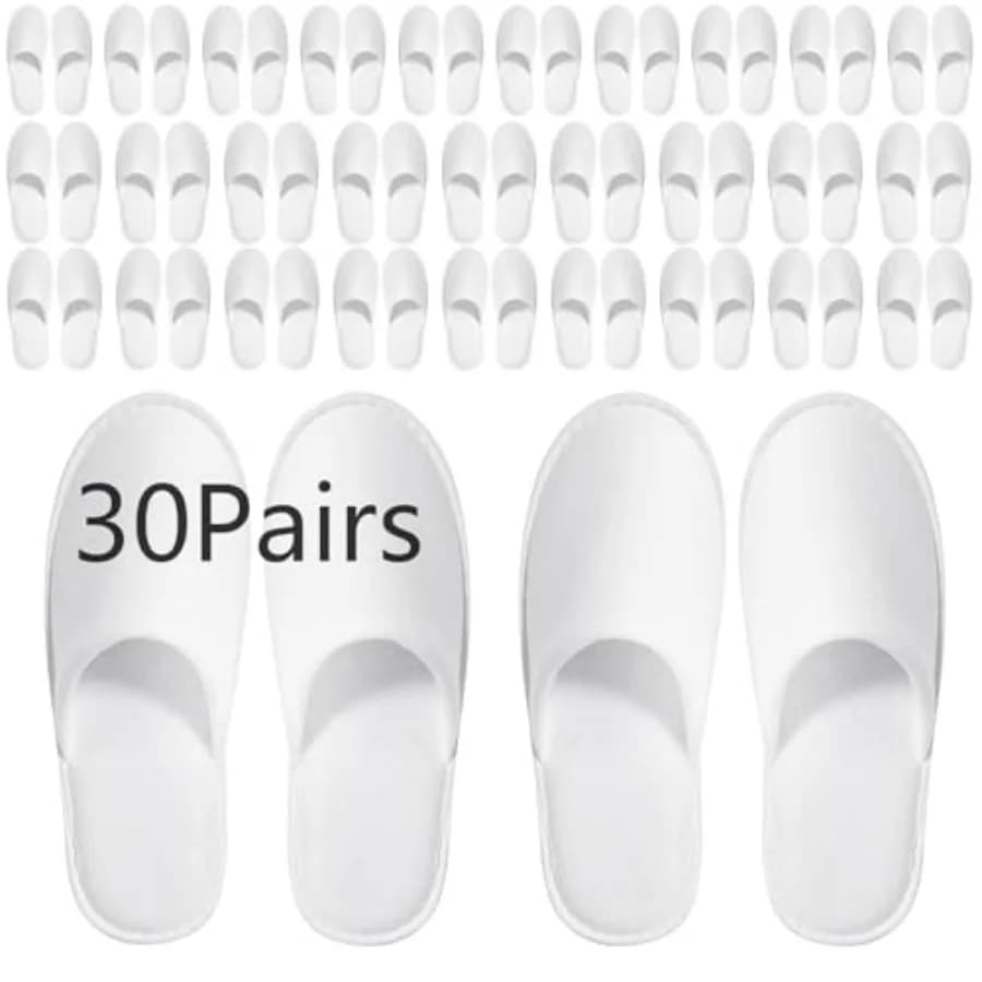 30 paia di pantofole usa e getta per ospiti, da uomo US 10/donna US 11, di taglia media, adatte per spa, viaggi, hotel, usa e getta, Indivi