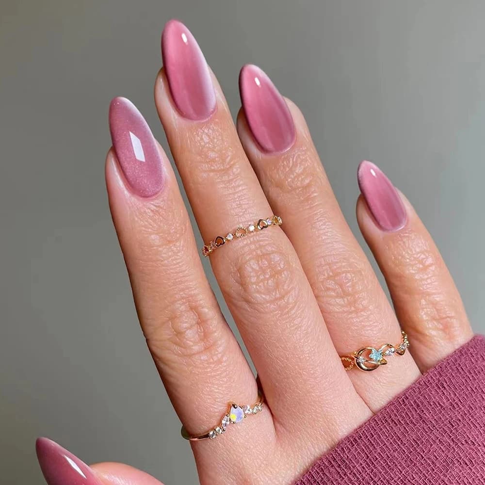 Aggiorna istantaneamente il tuo look con, 24 pezzi Y2K Almondnails Crystal Cat Eye punta premere sulle unghie medio, Cat Eye Acrilico Si adatta perfettamente