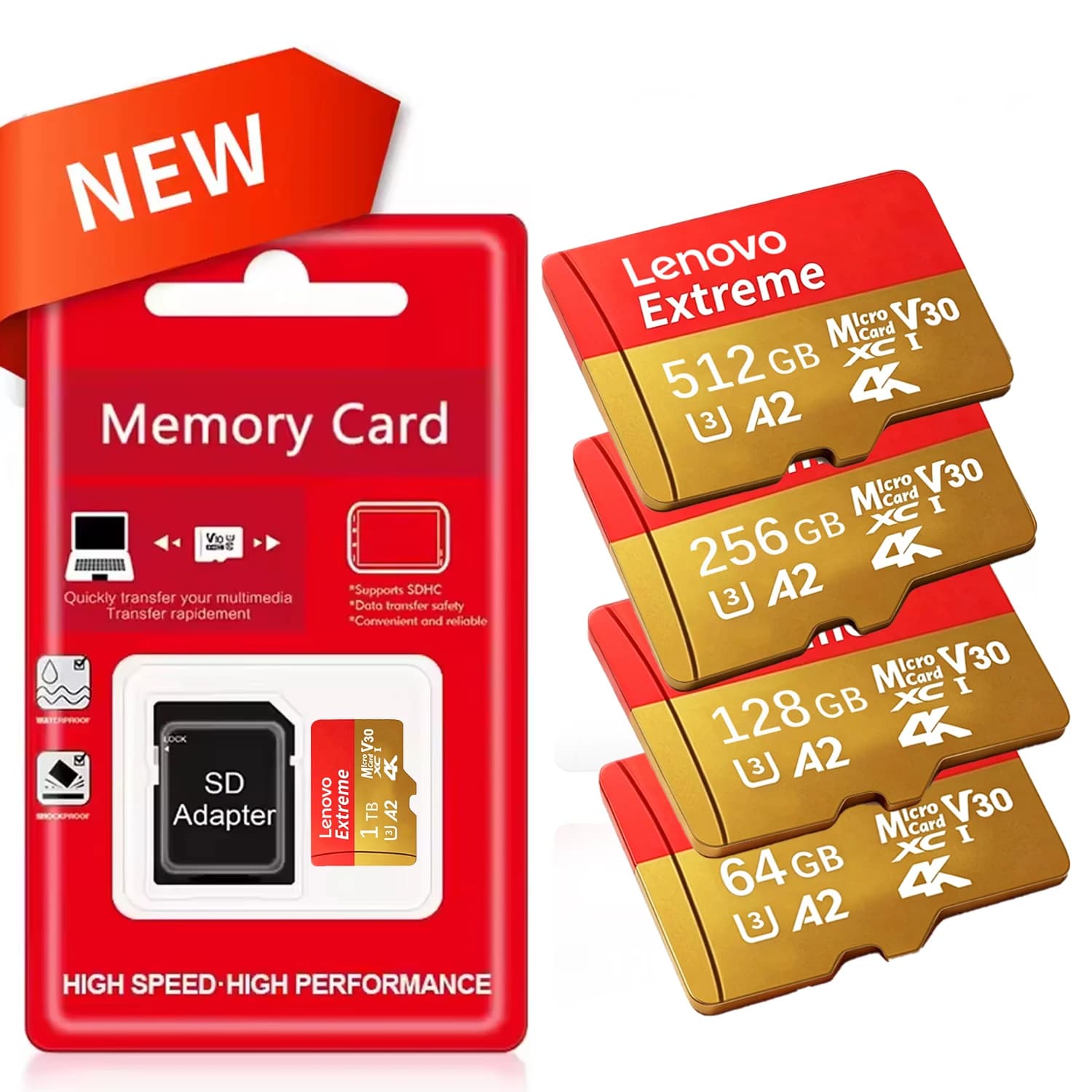 High-Speed Lenovo Original SD Card Memory Card 512GB 256GB 128GB Class 10 U3 V30 4K Full HD For Phone Digital Camera MP3 Player
