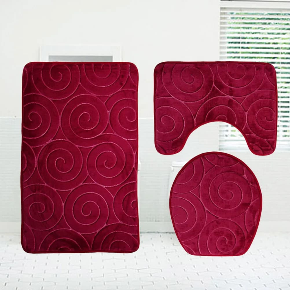 Set of Three Red Inflatable Bath Mats, Soft, Conforty, Anti-slip, with Coverswater and Absorbent Mats
