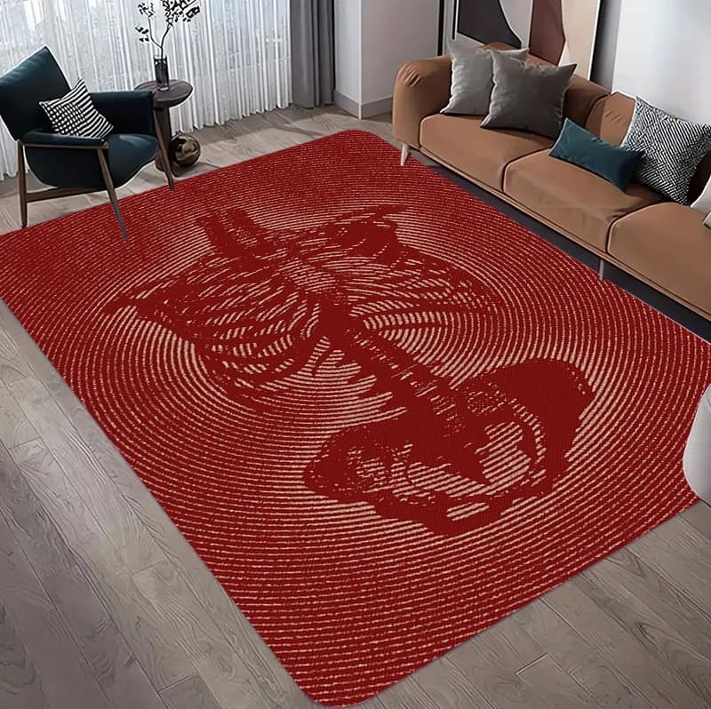 Tappeto Unico con Motivo a Ossa Rosse, Elegante Decorazione per Casa, Soggiorno, Camera da Letto, Sala da Pranzo, Durevole