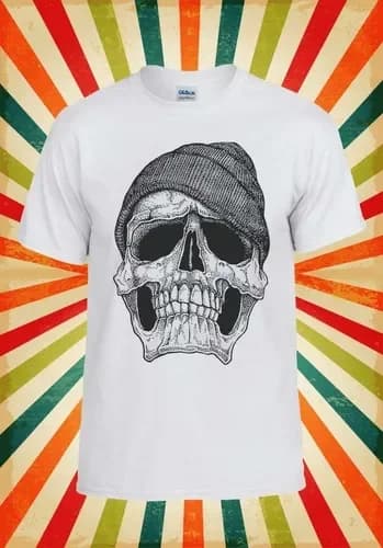 Skull With Beanie Hat Style Vintage Men Women Vest Tank Top Unisex T Shirt 316