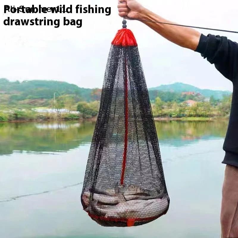 【A6L】Borsa a rete per la pesca, attrezzatura da pesca, rete a maglia piccola ispessita, sacca per pesci vivi, borsa a rete con chiusura a coulisse, forniture per la pesca