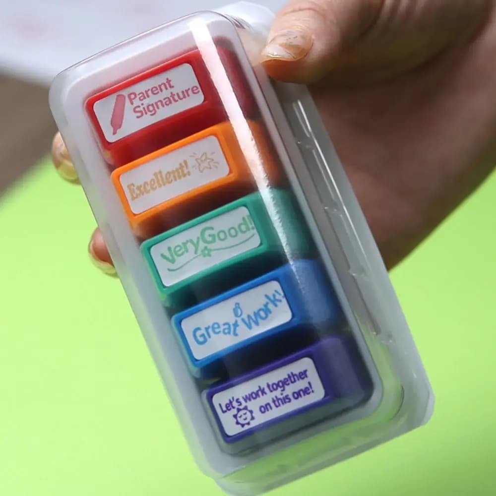 8 pcs/set 5 pcs/set Teachers Encourage Graded Classroom Stamps Student Praise ABS Teacher Auto-Refilling Stamp Set Efficient