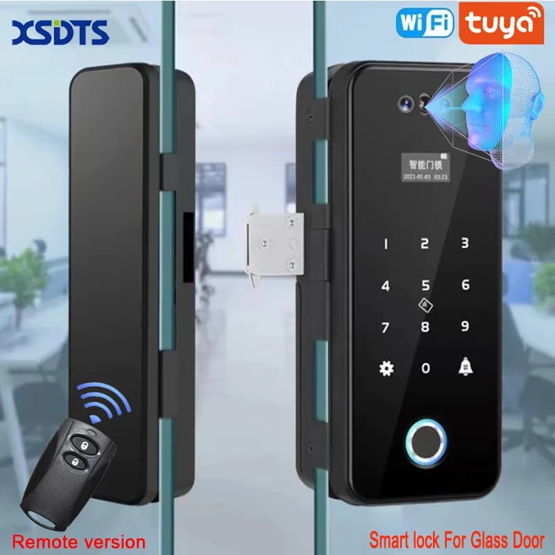 Riconoscimento facciale 3D Smart Lock Sensore a infrarossi Tuya APP WIFI Biometrico elettronico Impronte digitali Sblocco serratura in vetro Porta dell'ufficio