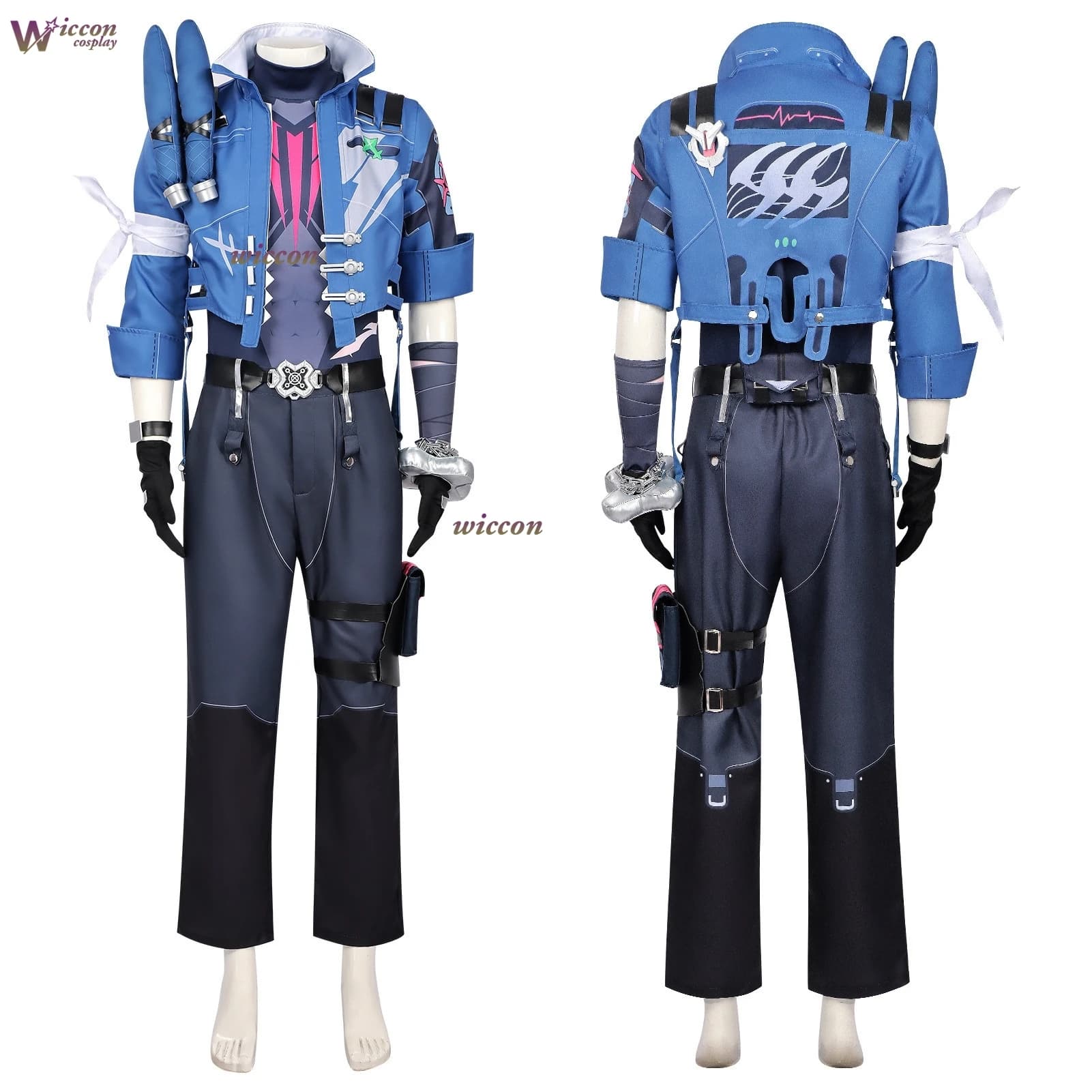 NTE Neverness to Everness Chaos Kaus Cosplay Black Full Face Mask Blue Black Tactical Suit Dual Guns Scar Full Set Halloween