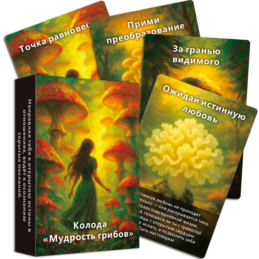 Mazzo Oracle russo, sussurri dai funghi, crescita e chiarezza personale, 12*8 cm, 48 carte Oracle, set regalo per gli amici