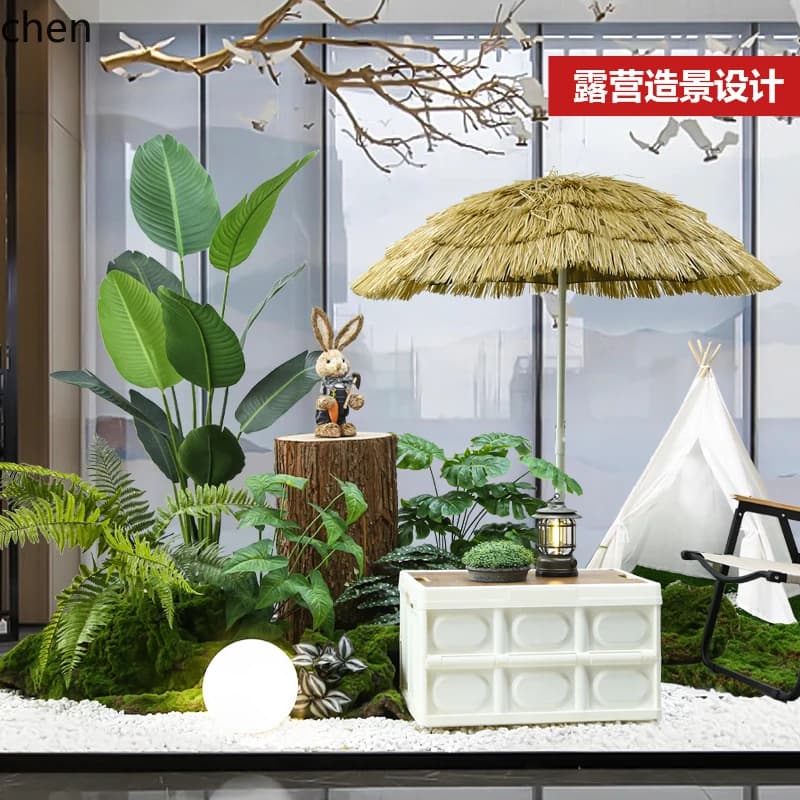 HTT Camping Series Combination of landscapes of artificial green plants Living Room Decoration for large pot plant windows for interior