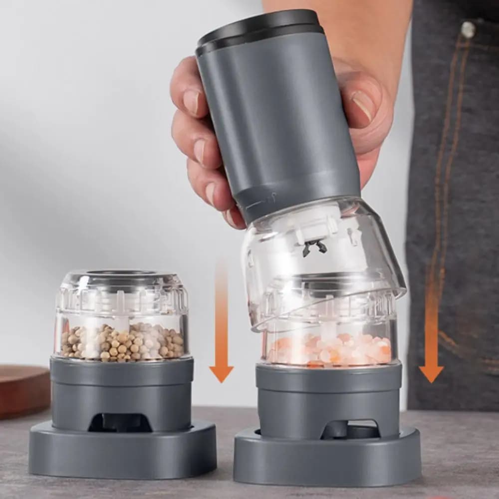 Set Macinapepe Elettrico Ricaricabile con Nucleo di Macinazione in Ceramica, Macina Spezie Automatico con Regolazione della Grana, Macinino per Condimenti da Chef