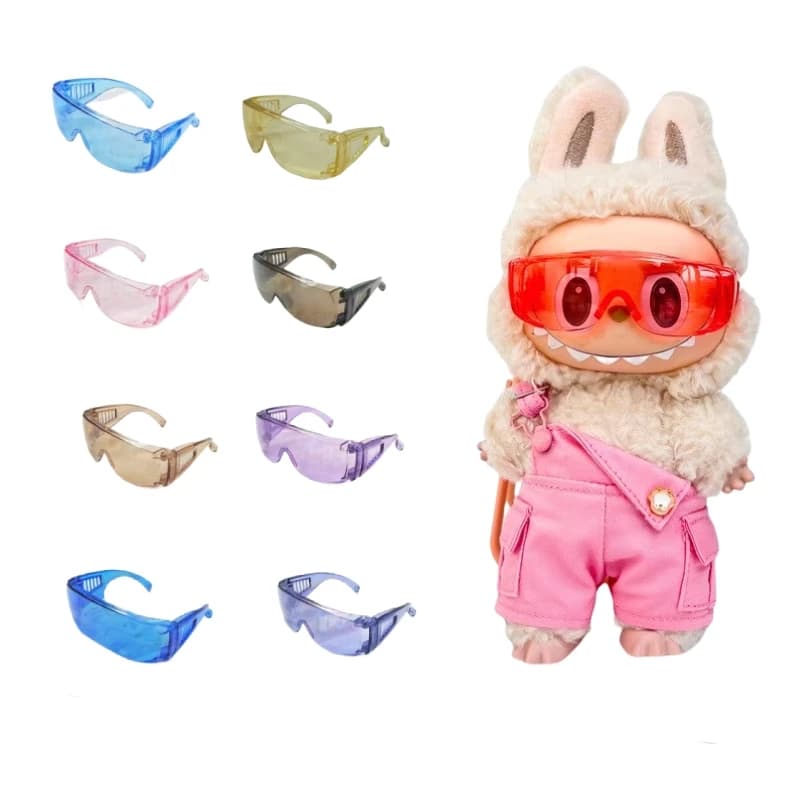 Adatto per bambola Labubu Occhiali colorati V1 V2 V3 Bambola di peluche Occhiali da sci Accessori di abbigliamento fai da te Occhiali Giocattoli per bambini Regali