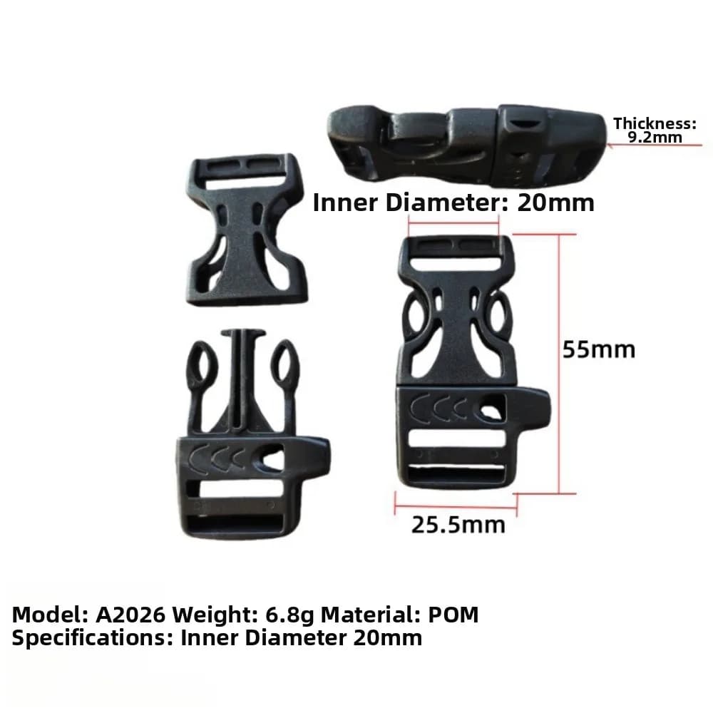 4pcs High Quality 14mm/15mm/16mm/20mm Side Release Buckle Plastic Black 550 Paracord Buckle Backpack Buckle Parts