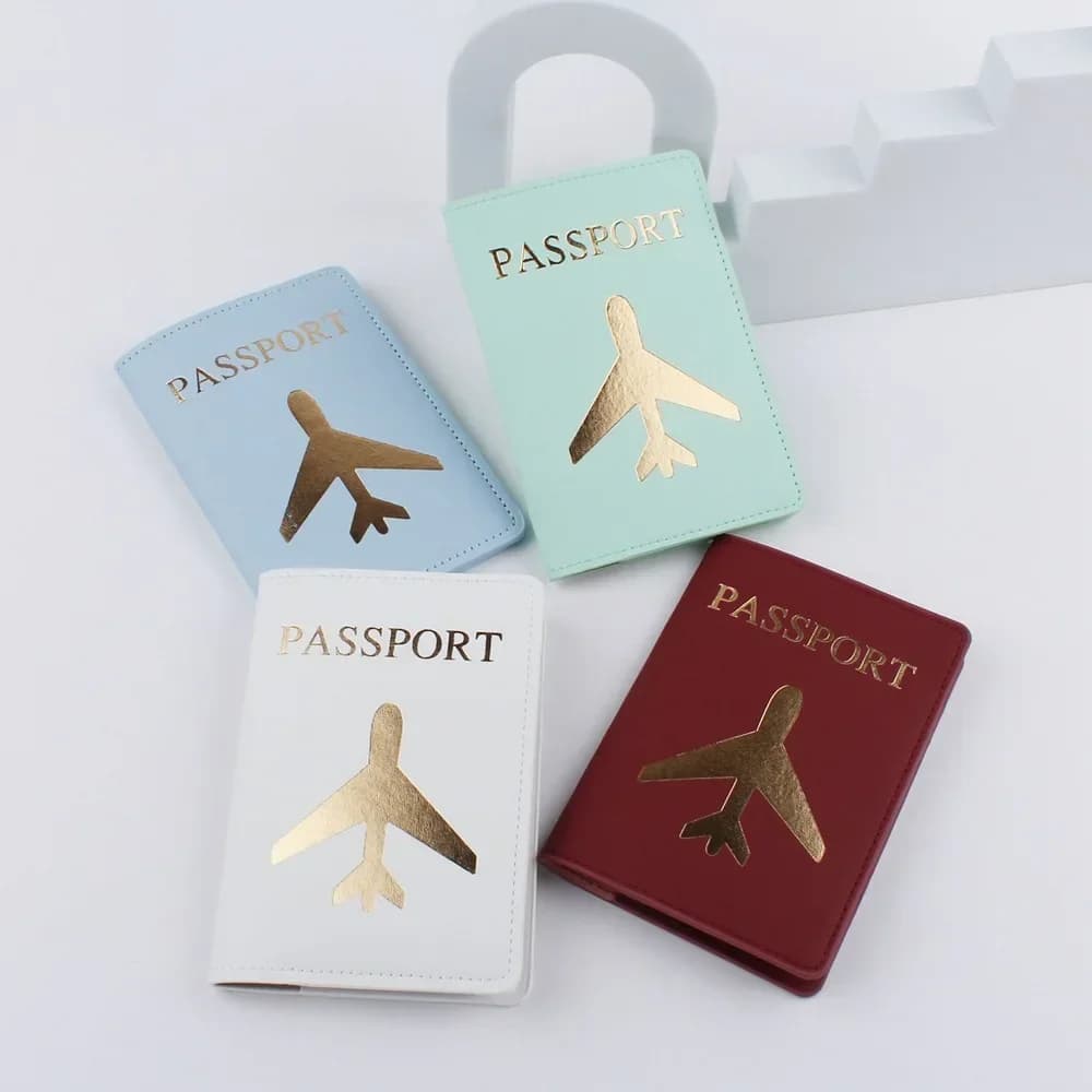 New Hot Stamping Plane Passport Cover etichetta per bagagli coppia Wedding Passport Cover Set Letter Travel Holder Passport Cover