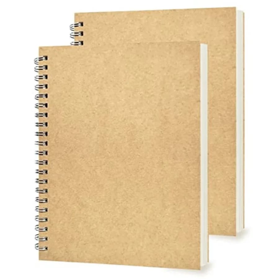 2 Pack College Ruled Notebook, Soft Yellow Cover Spiral Notebook, Memo Notepad Sketchbook, Students Office Business Diary Spira