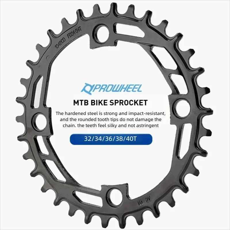PROWHEEL 32T 34T 36T 38T 40T mtb ruota dentata bici 104BCD Corona rotonda parte bici in acciaio al cromo-molibdeno